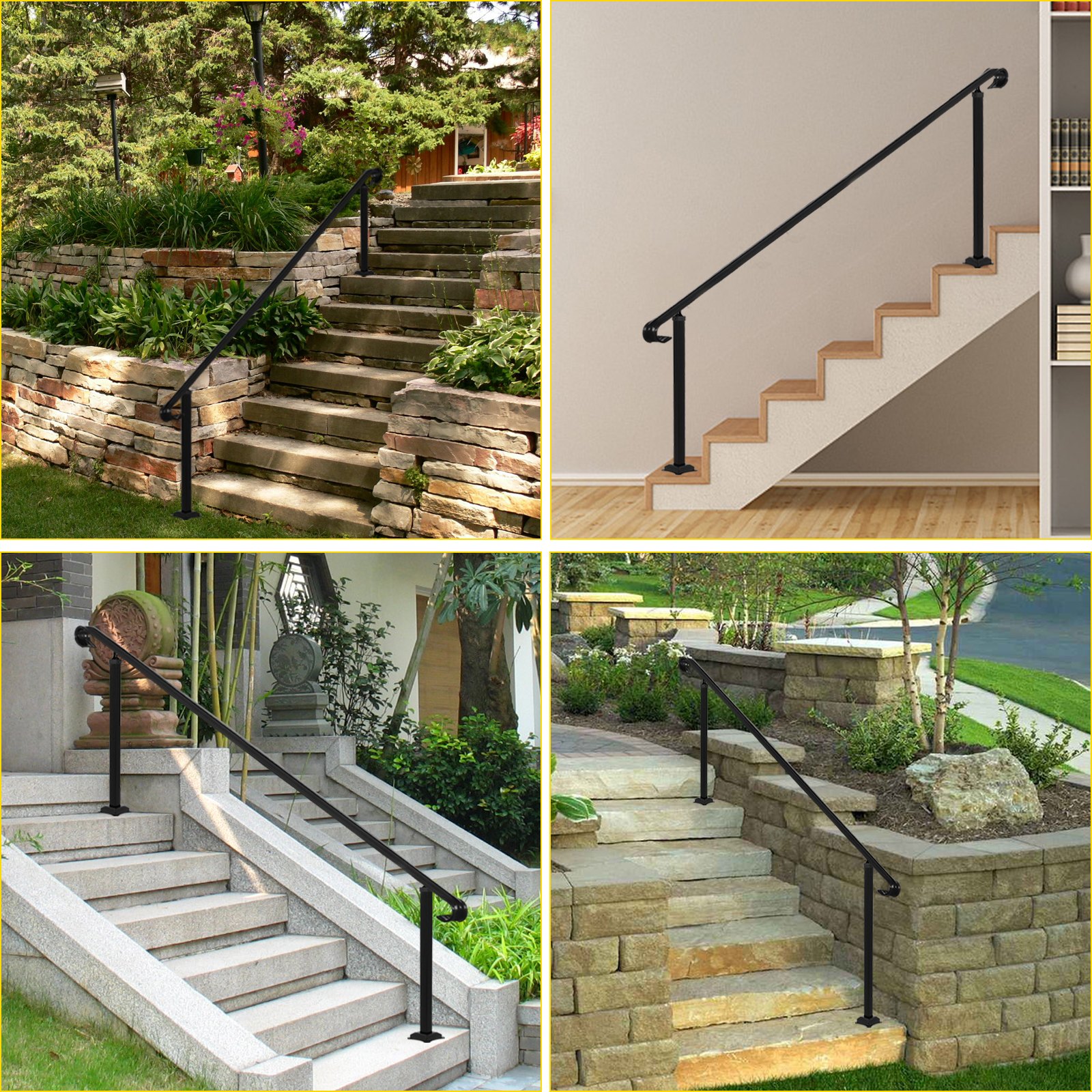 Vevor Smeedijzeren Leuning Armsteun Antislip Handgreep 48cm Zwart Stappen 4 Of 6