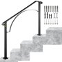 VEVOR Balustrade Trap Smeedijzeren trapleuning toegangsleuning boogvorm geschikt voor 3 tot 4 treden voor buiten zwart