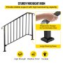 VEVOR Stair Railing Wrought Iron Entrance Railing Suitable for 3 to 4 Steps for Outdoor Black