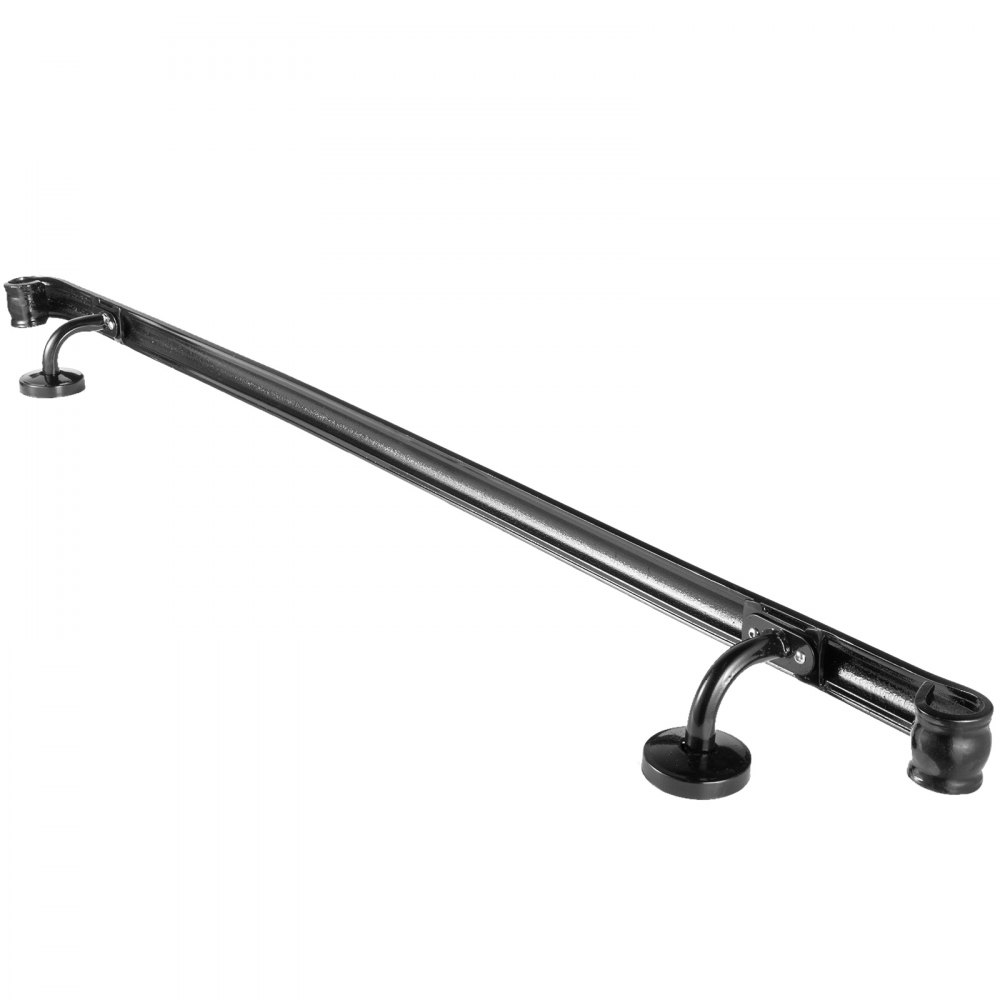 VEVOR Stair Handrail Three Step Stair Rail 3ft Length Modern Handrails for Stairs Black Wrought Iron Indoor Handrail for Stairs 200lbs Capacity Wall Mounted Stairway Railing with Brackets