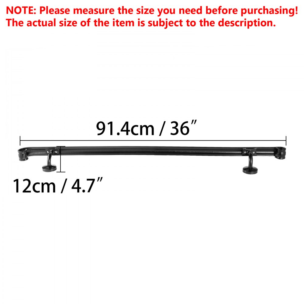 VEVOR Stair Handrail Three Step Stair Rail 3ft Length Modern Handrails for Stairs Black Wrought Iron Indoor Handrail for Stairs 200lbs Capacity Wall Mounted Stairway Railing with Brackets