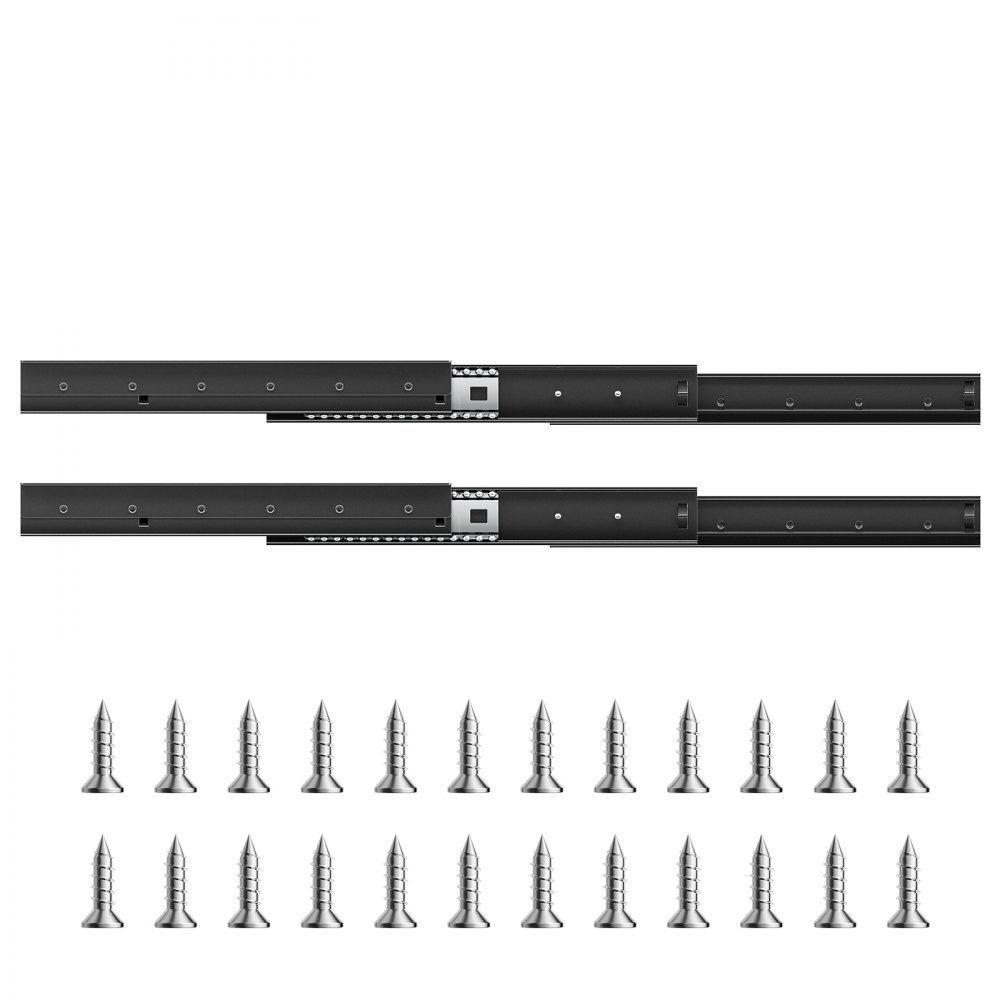 VEVOR ladegeleiders, vloermontage, 40 cm, volledig uittrekbaar met kogellagers, onderrails voor trapkastgeleiders, draagvermogen 117 kg, onderrails voor trapkastgeleiders, zelf te vervangen, zwart