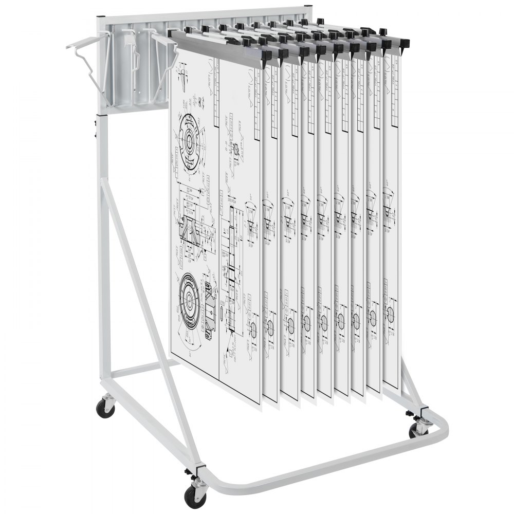 VEVOR Mobile Blueprint Storage Rack Plan Holder with 12 Pivot Brackets 240 lbs