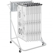 VEVOR Mobile Blueprint Storage Rack Plan Holder with 12 Pivot Brackets 240 lbs