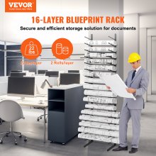 VEVOR Blueprint Storage Rack Vertical Hanging Poster Display Rack 16-Tier