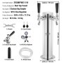 VEVOR Kegerator Tower Kit, Dual Taps Beer Conversion Kit, Stainless Steel Keg Beer Tower Dispenser with Dual Gauge W21.8 Regulator & S-System Keg Coupler for Party Home