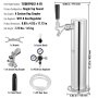 VEVOR Kegerator Tower Kit, Single Tap Beer Conversion Kit, Stainless Steel Keg Beer Tower Dispensing System with Dual Gauge W21.8 Regulator and A-System Keg Coupler, Beer Drip Tray for Home Party