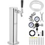 VEVOR Kegerator Tower Kit, Single Tap Beer Conversion Kit, Stainless Steel Keg Beer Tower Dispensing System with Dual Gauge W21.8 Regulator and A-System Keg Coupler, Beer Drip Tray for Home Party