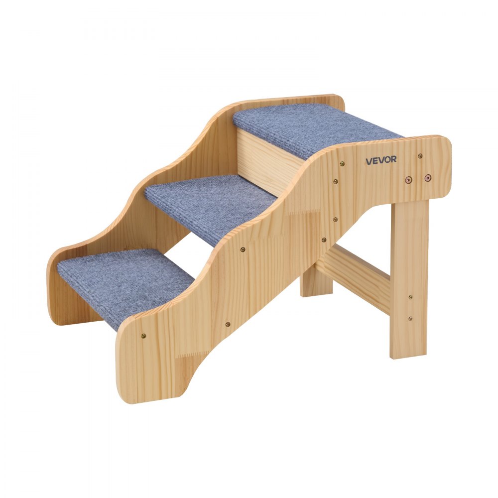 VEVOR Hondentrap 580x430x380 mm, 3-treden huisdierentrap, houten trap geschikt voor kleine, middelgrote, grote en oudere huisdieren, evenals puppy's tot 68 kg, hondenladder voor bedden, banken en auto's