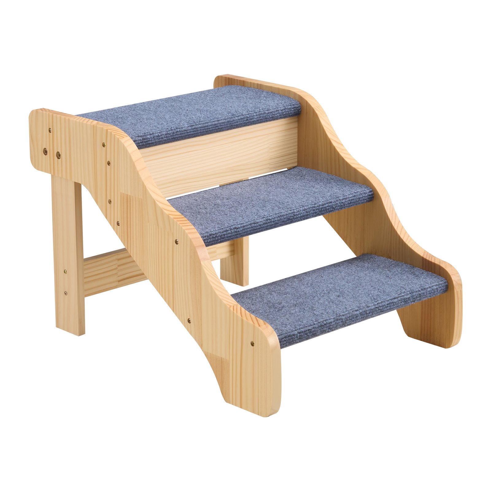 VEVOR Wood Pet Stairs, 3-Step Dog Stairs for High Beds, Sofa & Cars, 68 kg Load Capacity, Non-Slip Surface, Stable Cat & Dog Step Ladder for Small Medium Large Older Pet Puppy Essentials