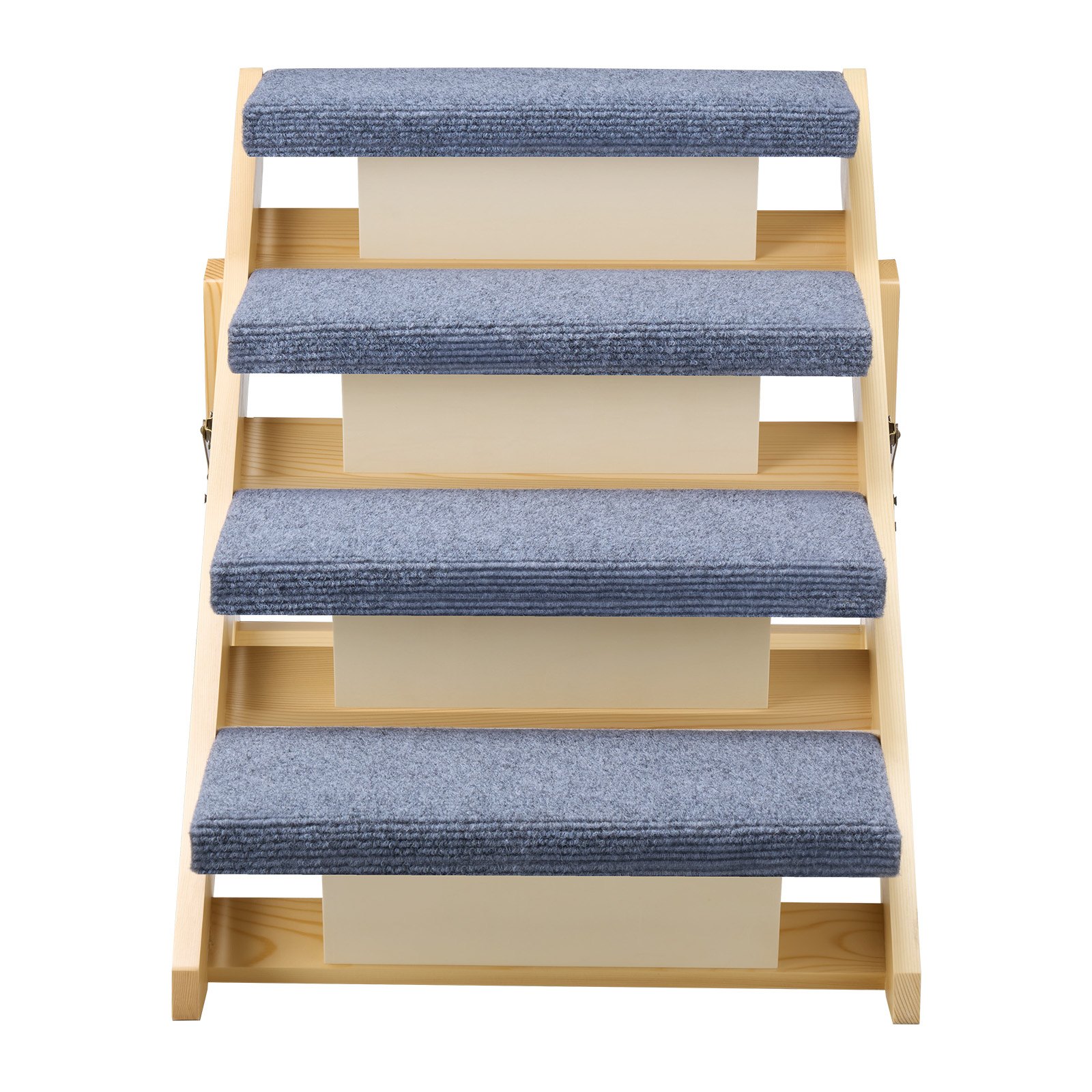 VEVOR Wood Pet Stairs, 4-Step Dog Stairs for Beds, Sofa & Cars, 68 kg Load Capacity, Floded Flat Design, Stable & Sturdy Cat & Dog Step Ladder for Small Medium Large Older Pet Puppy Essentials