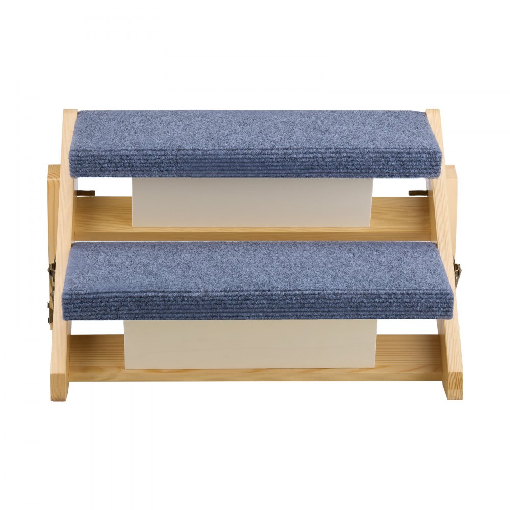 VEVOR Wood Pet Stairs, 2-Step Dog Stairs for Beds, Sofa & Cars, 50 kg Load Capacity, Floded Flat Design, Stable & Sturdy Cat & Dog Step Ladder for Small Medium Large Older Pet Puppy Essentials
