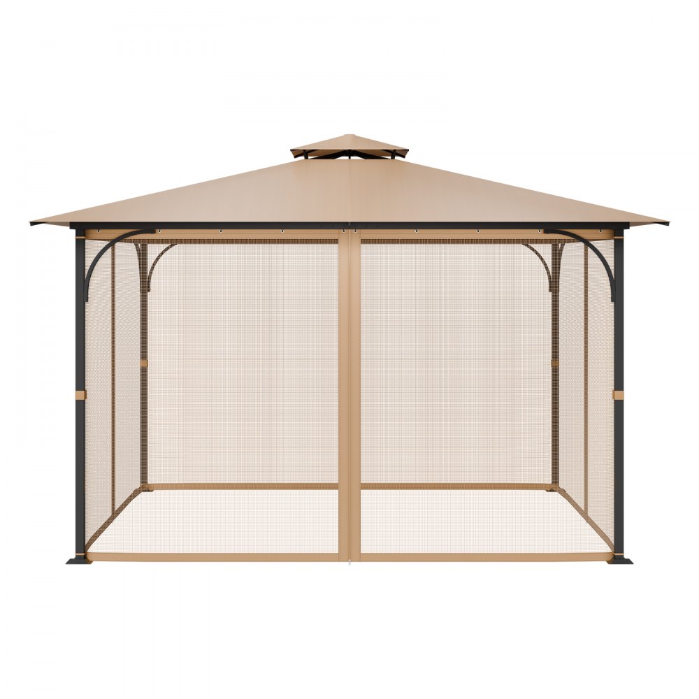 VEVOR Gazebo Netting Replacement, Fit Most 10 x 12 x 7.3 FT Gazebo, Outdoor Garden Gazebo Net, 4-Panel Sidewall Mesh Gazebo Curtain, Patio Midge Netting with Double Zipper, Canopy Screen (Netting Only)