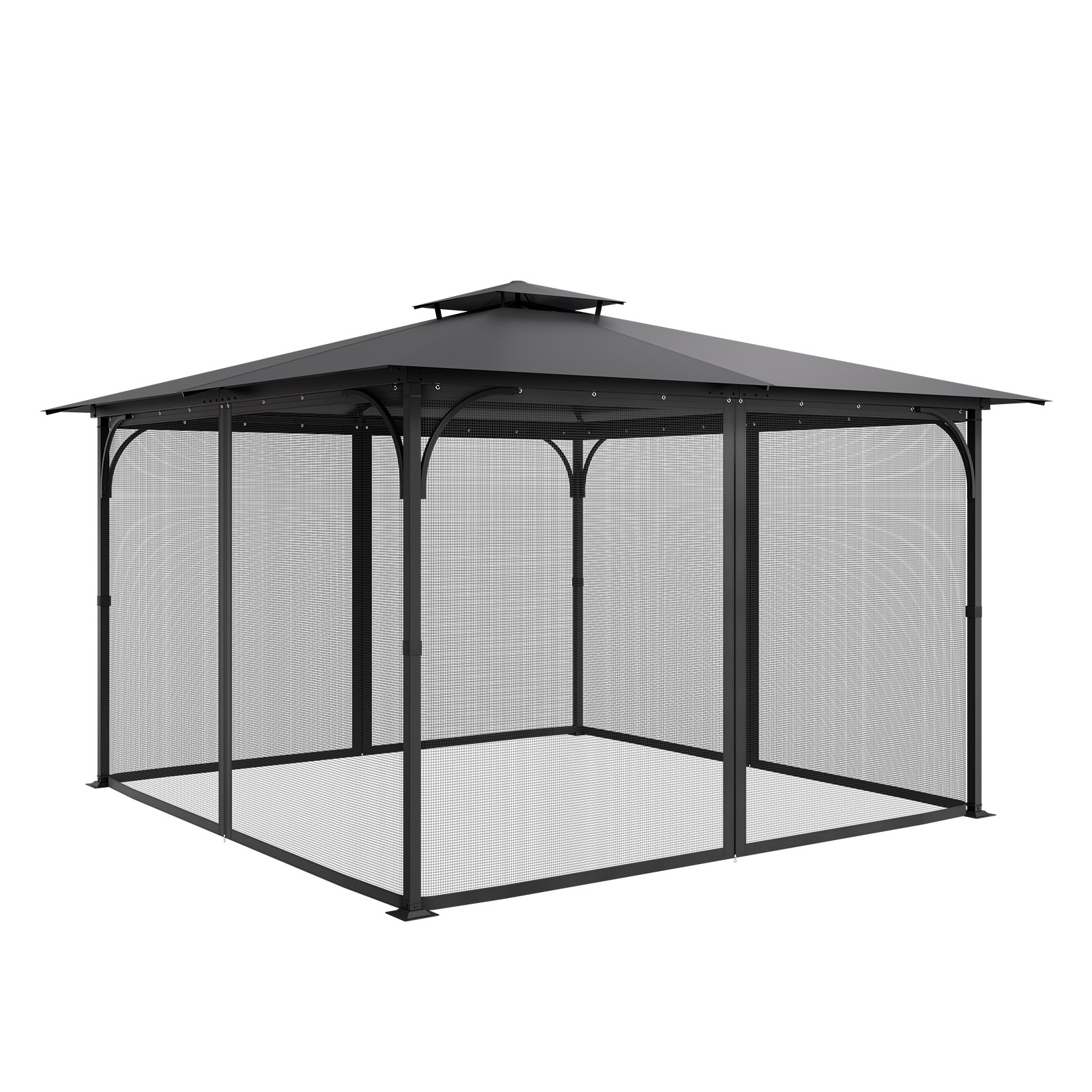VEVOR Klamboe voor Gazebo, Vervangend Klamboe, Geschikt voor Gazebo's van 365,8 x 365,8 x 228,6 cm, Insectenwerend 4-delig zijpaneel Gazebogordijn, met dubbele rits (alleen net)