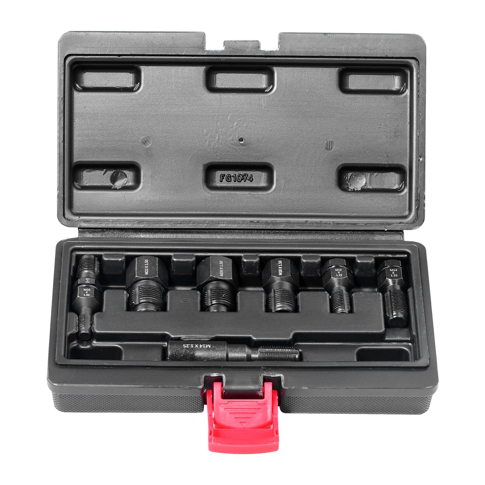 VEVOR 7-Piece Thread Chaser Set, Metric Thread Restorer Tool M10 M12 M14 M18 M20 M22, Rethreading Tool Kit with Storage Case, Heat Treated Carbon Steel, for Automotive Thread Repair Applications