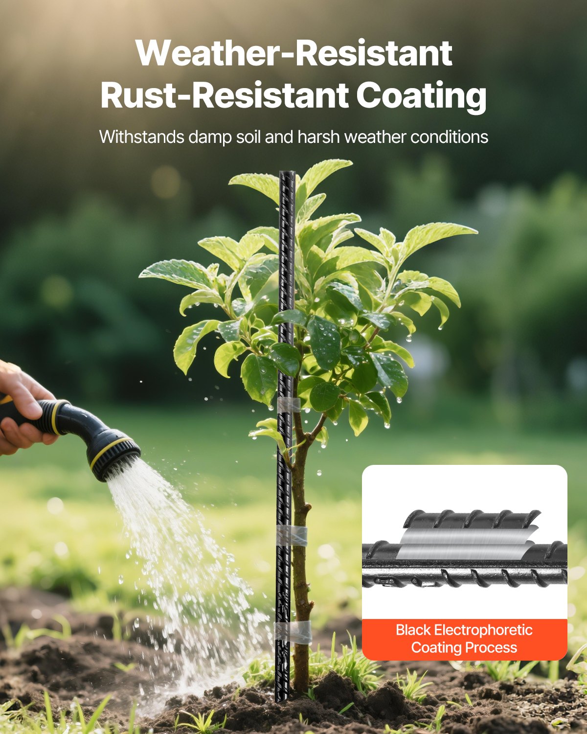 VEVOR Rebar Stakes, 24-Inch, Heavy-Duty 0.47 in Diameter, Straight Galvanized Steel Ground Anchors with Chisel Point End & Rust-Resistant Coating, for Gardening Support, Fence, Camping Tents (20-Pack)