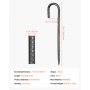 VEVOR Rebar Stakes, 12-Inch, Heavy-Duty 0.4 in Diameter J Hook, Galvanized Steel Ground Anchors with Chisel Point End & Rust-Resistant Coating, for Gardening Support, Fence, Camping Tents (16-Pack)