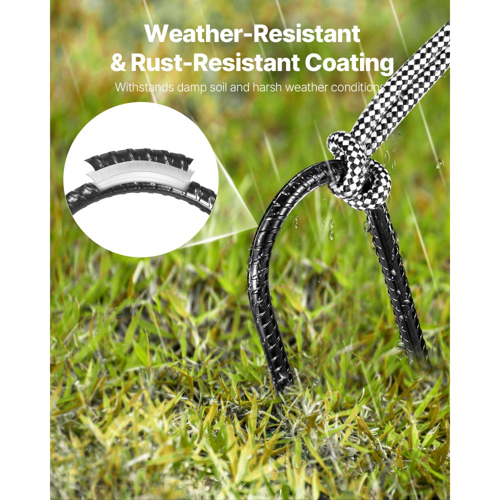 VEVOR grondankers, 254 x 55,88 mm, U-type met 8 mm diameter, gegalvaniseerde tentharingen, grondankers, grondpennen, haringen, voor tenten, luifels, kamperen, trampolines, bloemenstandaards (12 stuks)