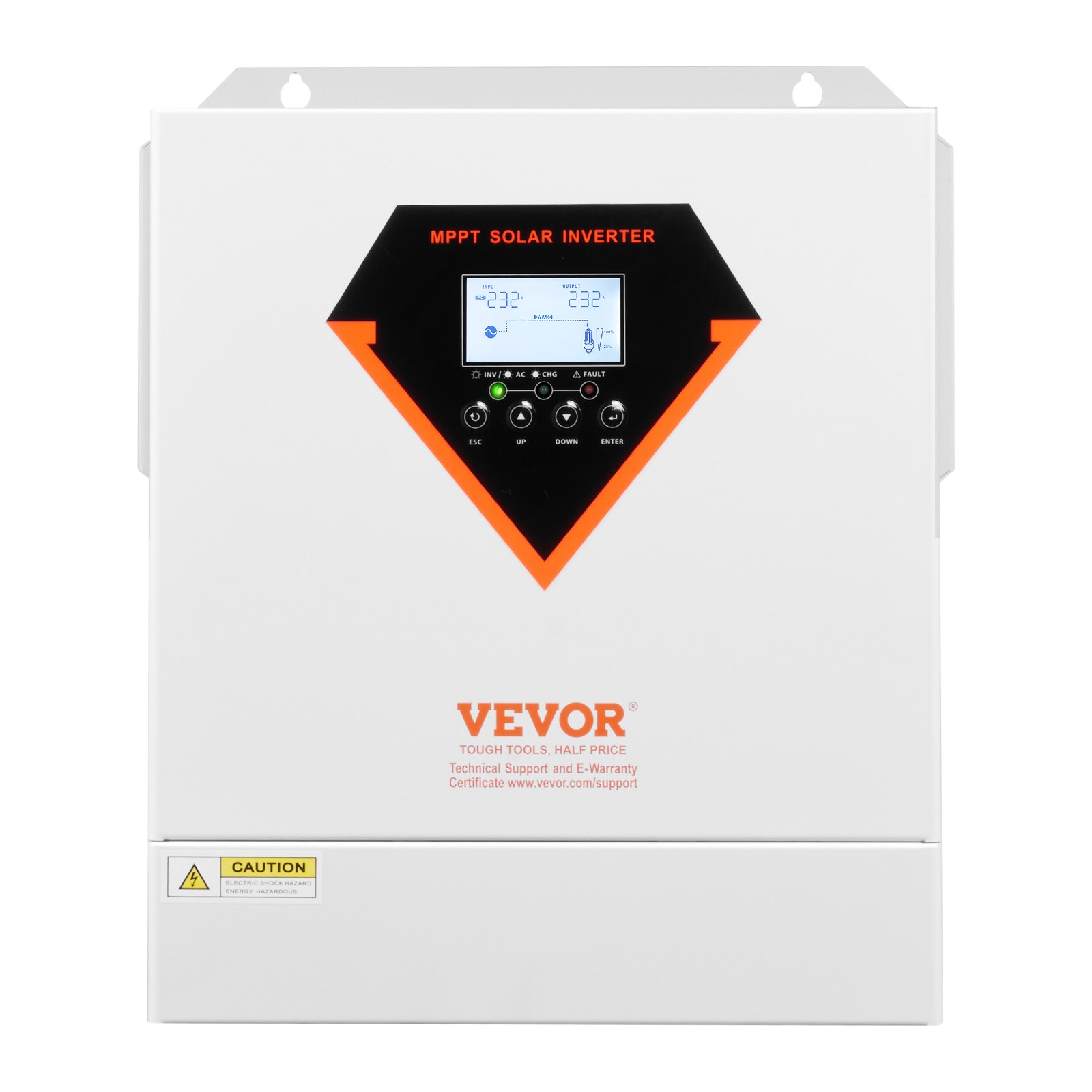 VEVOR Hybrid Solar Inverter, 3500W, Alles-in-één zuivere sinusomvormer en -lader, 24V DC naar eenfasige 220/230V AC, met ingebouwde 100A MPPT-zonnecontroller, voor off-grid systemen met loodzuur-lithiumbatterijen