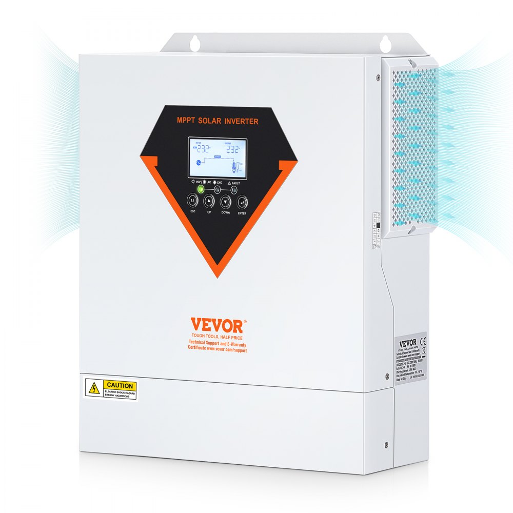 VEVOR 2-in-1 Hybrid Solar Inverter 3500W Solar Inverter 7000VA Pure Sine Wave MPPT LCD Display 3 Charging Modes (Solar Charging, Grid Charging, Hybrid Charging) & 4 Output Modes (UTL, SOL, SBU, SUB)