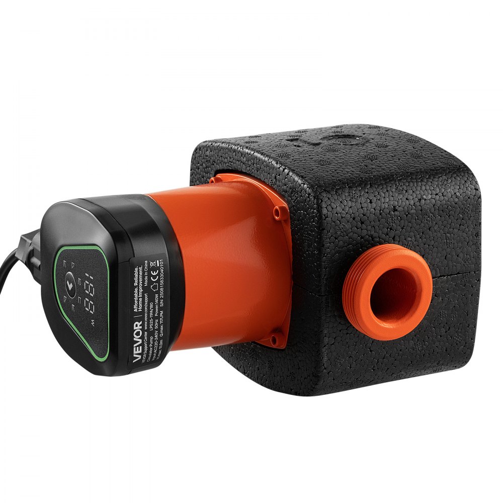 VEVOR LPS25-11PA/180 circulatiepomp, 117 l/min, max. opvoerhoogte 11 m, gietijzeren warmwatercirculatie, schroefdraadaansluiting, terugslagklep, stille werking, voor thuisverwarmingssysteem