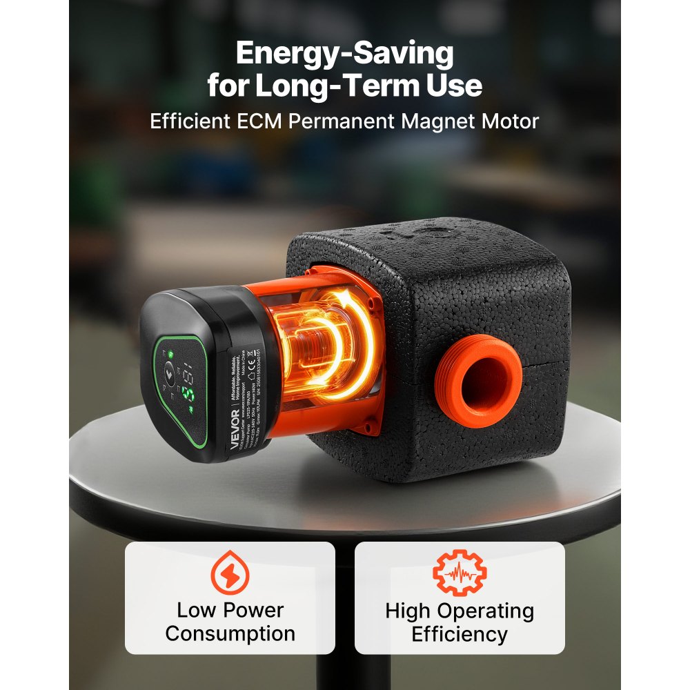 VEVOR LPS25-11PA/180 circulatiepomp, 117 l/min, max. opvoerhoogte 11 m, gietijzeren warmwatercirculatie, schroefdraadaansluiting, terugslagklep, stille werking, voor thuisverwarmingssysteem