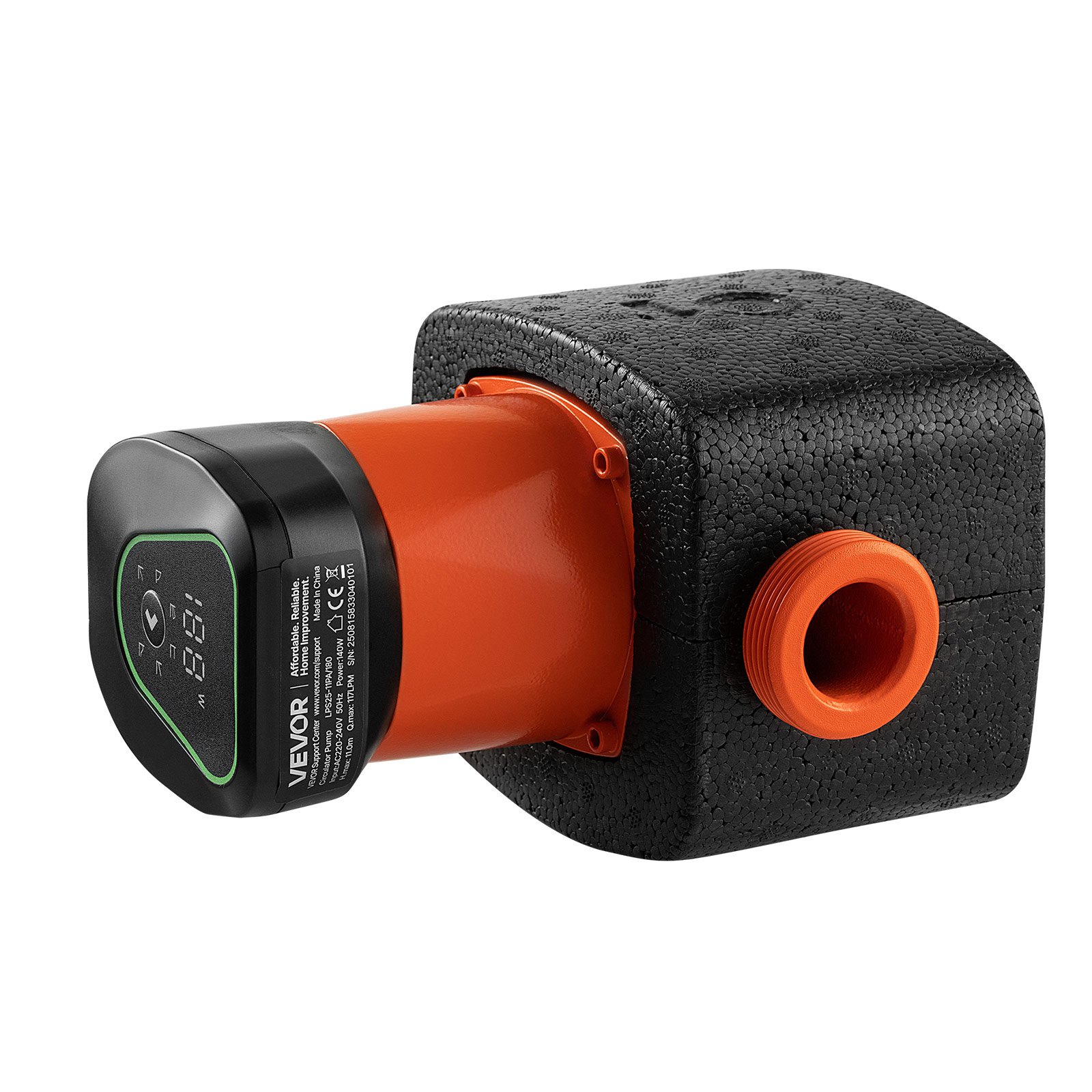 VEVOR LPS25-11PA/180 circulatiepomp, 117 l/min, max. opvoerhoogte 11 m, gietijzeren warmwatercirculatie, schroefdraadaansluiting, terugslagklep, stille werking, voor thuisverwarmingssysteem