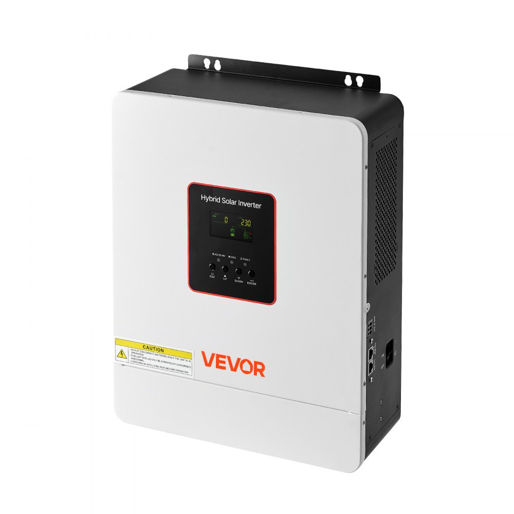 VEVOR hybride omvormer 4000 W, 24V DC naar 230V AC, met geïntegreerde 120A MPPT zonne-laadregelaar, WLAN-module, eenfasig, voor loodzuur-/lithiumbatterijen voor off-grid toepassingen.