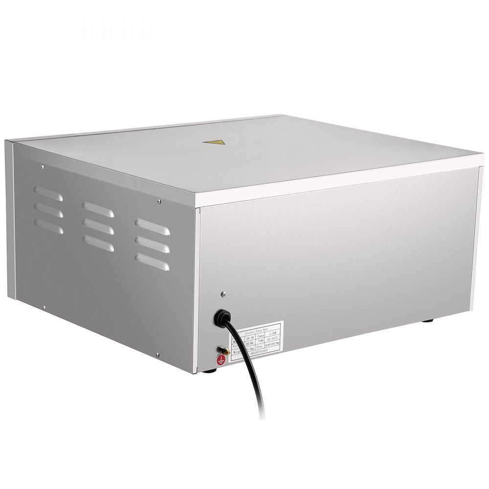 VEVOR Commerciële Pizzaoven 14 Inch Roestvrijstalen Elektrische Pizzaoven 2000W Commerciële Elektrische Pizzaoven met 2 Temperatuurknoppen en Tijdinstellingsfunctie voor de Horeca Bakkerijen Snackbars