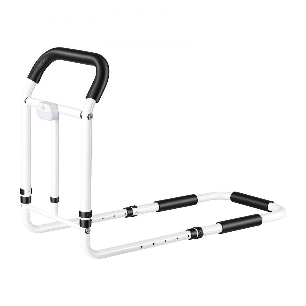 VEVOR bedhek voor senioren, L-vormig sta-hulpmiddel, draagvermogen 90,7 kg, bedhek voor diverse bedmaten, koolstofstalen buizen, in hoogte verstelbaar van 550-668 mm, met LED-verlichting en veiligheidsriem.