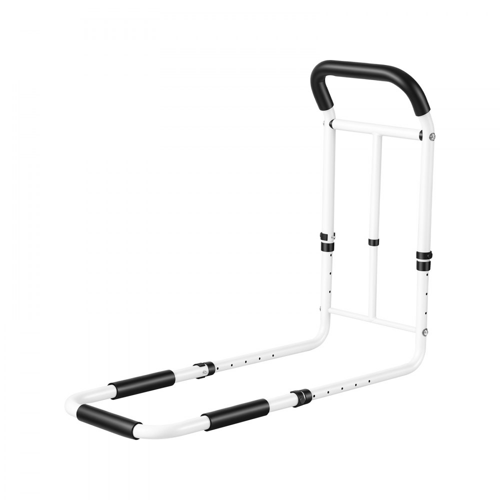 VEVOR bedhek voor senioren, L-vormig sta-hulpmiddel, draagvermogen 90,7 kg, bedhek voor diverse bedmaten, koolstofstalen buizen, in hoogte verstelbaar van 550-668 mm, met LED-verlichting en veiligheidsriem.