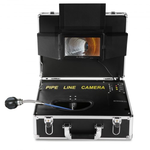 VEVOR 7" professionele rioolcamera 20m industriële inspectiecamera 1000TVL endoscoop rioolcamera 16GB SD kaart IP68 waterdicht 480P kleurenmonitor DVR 4500mAh lithium batterij 6 uur continu gebruik inclusief transportkoffer