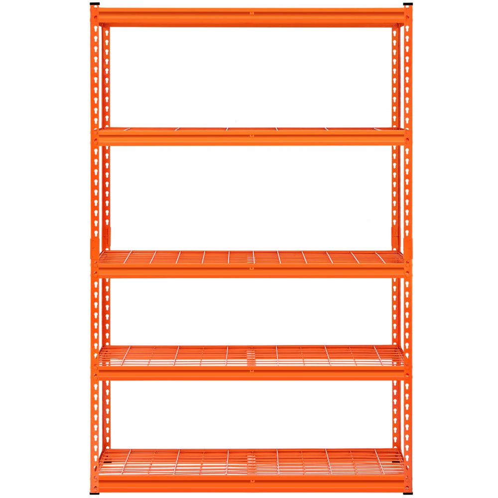 VEVOR Storage Shelves, 2500 lbs, 5 Tier Heavy Duty Garage Shelving, 18" D x 48" W x 72" H Adjustable Metal Shelves for Industrial Shelving Unit Utility Shelf, for Kitchen, Warehouse, Basement, Orange