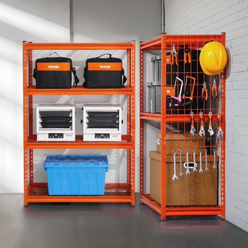 Floordirekt Rek voor zware lasten - steekrek, kelderrek, magazijnrek, werkbank - draagvermogen tot 1250 kg - snelle montage (verzinkt, 220 x 90 x 30 cm