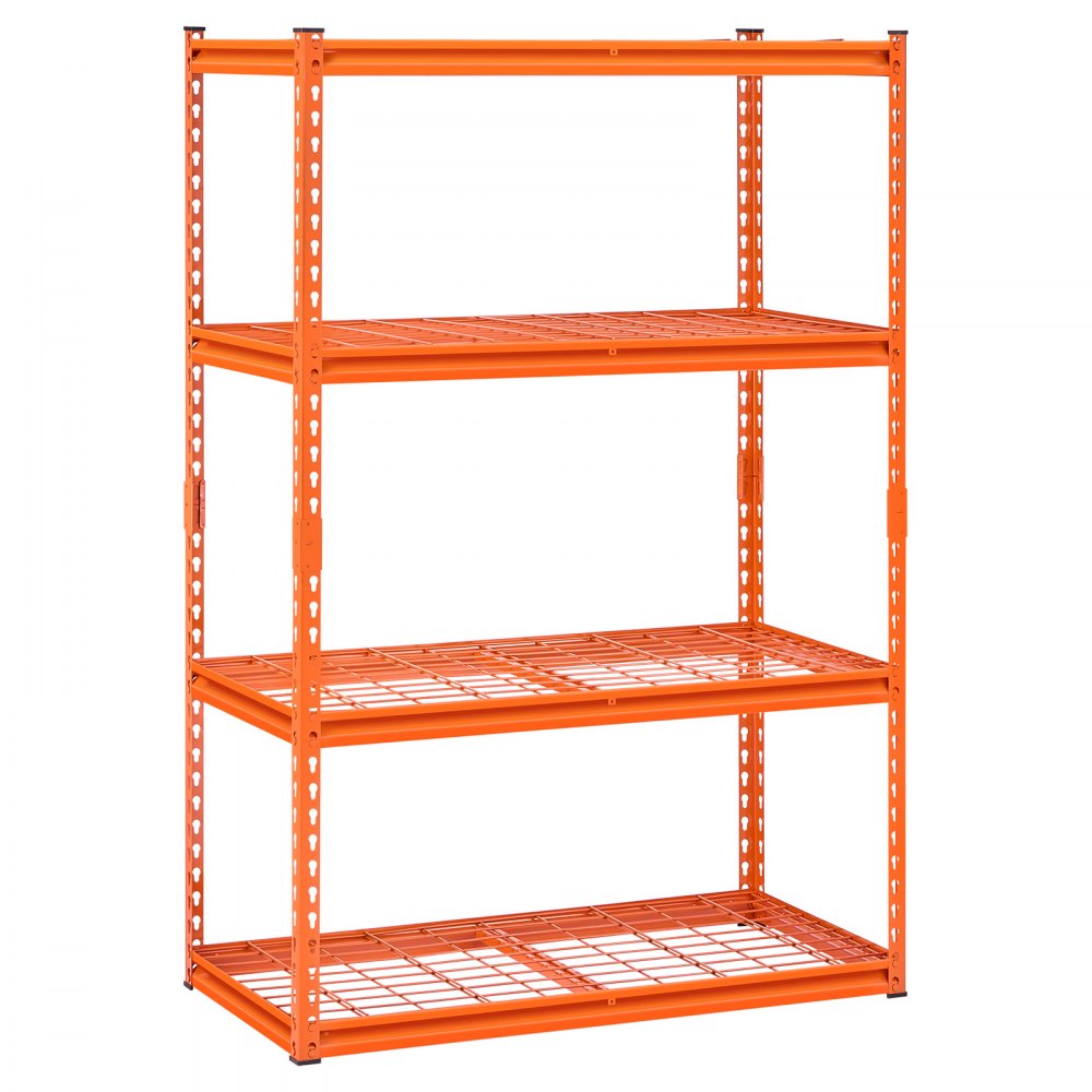 VEVOR Opslagstelling, 1089 kg, 4-laags zware garagestelling, 508 x 1016 x 1524 mm, verstelbare stellingkast voor industriële stellingen, stellingen voor algemeen gebruik, kelderstelling voor keuken, magazijn, kelder, oranje