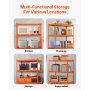 VEVOR Opslagstelling, 1089 kg, 4-laags zware garagestelling, 508 x 1016 x 1524 mm, verstelbare stellingkast voor industriële stellingen, stellingen voor algemeen gebruik, kelderstelling voor keuken, magazijn, kelder, oranje