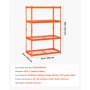 VEVOR Storage Shelves, 2400 lbs, 4 Tier Heavy Duty Garage Shelving, 20" D x 40" W x 60" H Adjustable Metal Shelves for Industrial Shelving Unit Utility Shelf, for Kitchen, Warehouse, Basement, Orange