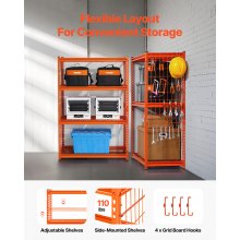 VEVOR opbergrekken, insteekrekken, zware rekken, kelderplank, 508x1016x1524mm oranje