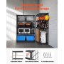 VEVOR Opslagstelling, 1361 kg, 5-laags zware garagestelling, 508 x 1219,2 x 1828,8 mm, verstelbare stelling, kelderstelling, industriële stelling, multifunctionele stelling, voor keuken, magazijn, kelder, zwart