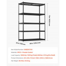 VEVOR opbergplanken, insteekplank, plank voor zwaar gebruik, kelderplank, 508x1219,2x1828,8mm