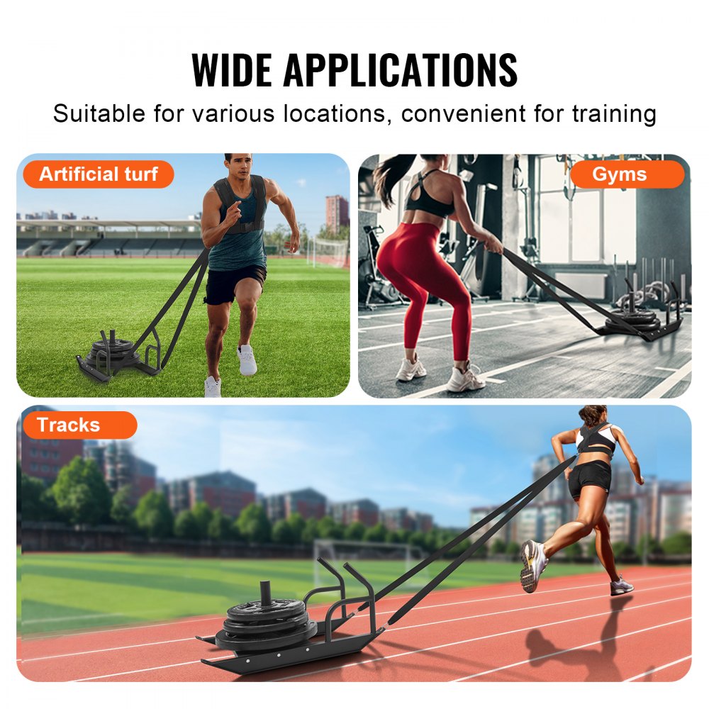 VEVOR Gewichtsslee Power Sled, Fitness Krachttrainingslee om de snelheid te verbeteren bij atletische oefeningen, Fitnessapparaat met handvat, Compatibel met 25/51 mm gewichtsschijven