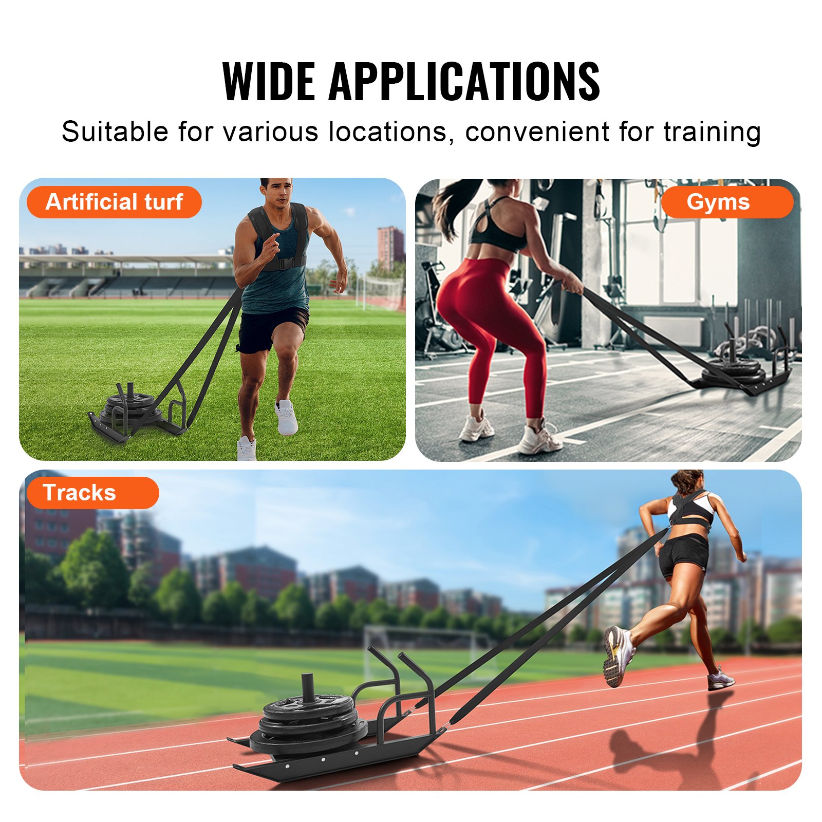 VEVOR Gewichtsslee Power Sled, Fitness Krachttrainingslee om de snelheid te verbeteren bij atletische oefeningen, Fitnessapparaat met handvat, Compatibel met 25/51 mm gewichtsschijven