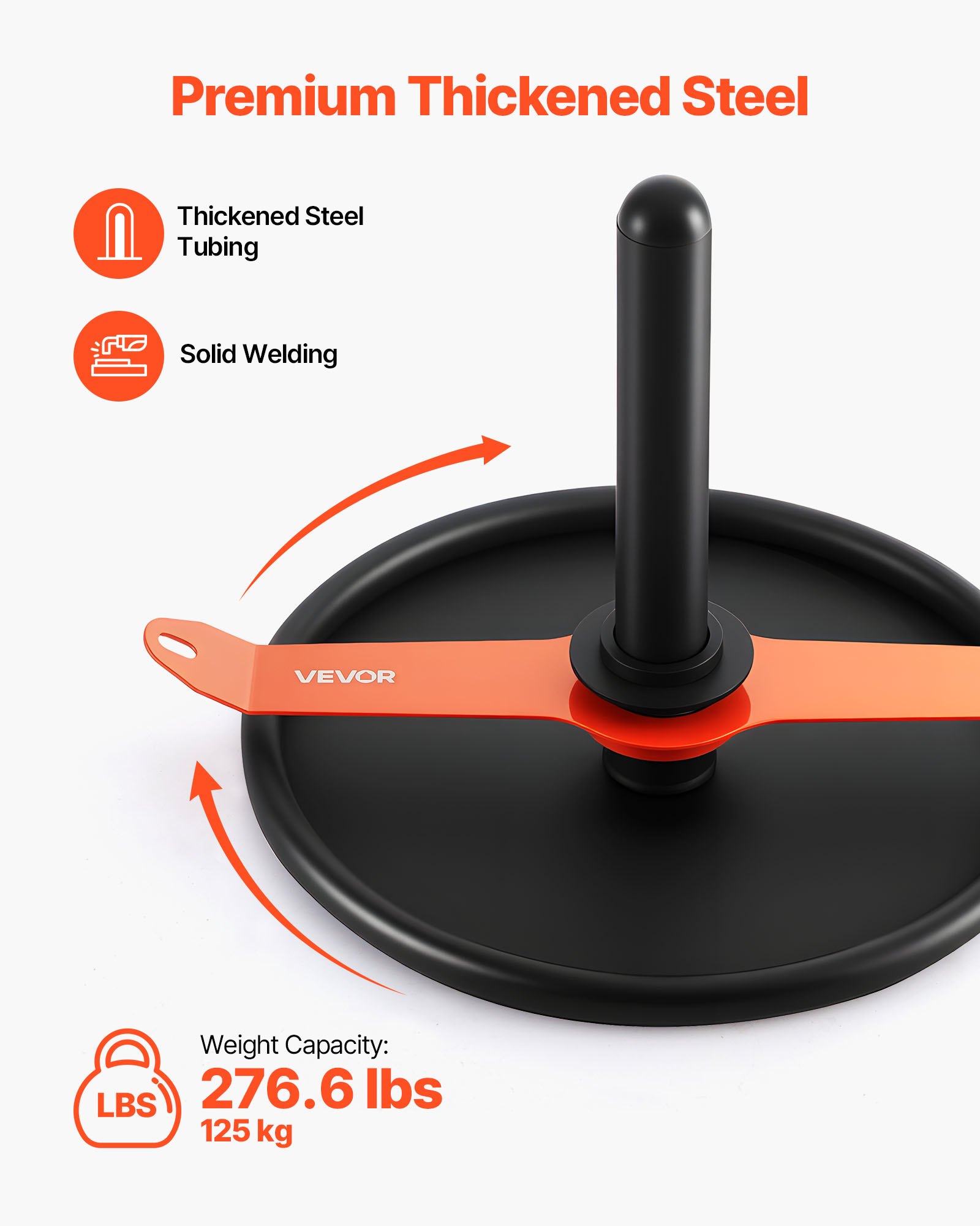 VEVOR Gewichtsslee Power Sled Krachttrainingslee om de snelheid te verbeteren bij atletische oefeningen, Fitnessapparaat met riem, voor 51 mm gewichtsschijven Oranje & Zwart