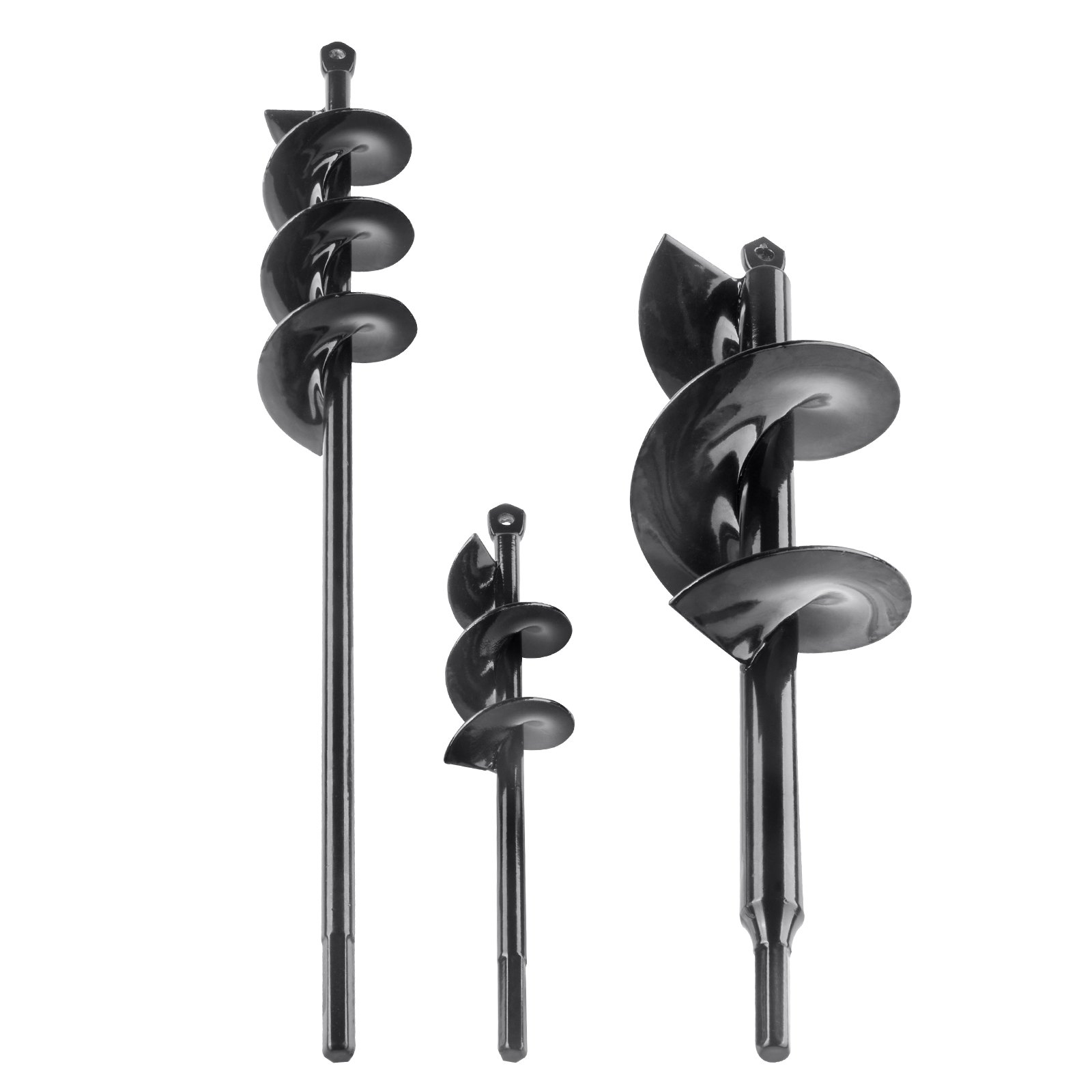 VEVOR grondboor voor planten, set van 3, grondboor voor tuin, spiraalboor voor paalboor, bollenplanten en gaten graven, voor 3/8-inch zeskantboor