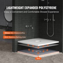 VEVOR Doucherandset 914 x 914 x 22 mm Grote douchebakset met 16 cm centrale afvoer Lichtgewicht EPS-douche-installatiekits met 2 waterdichte doeken Douchebak Kantelbeugels