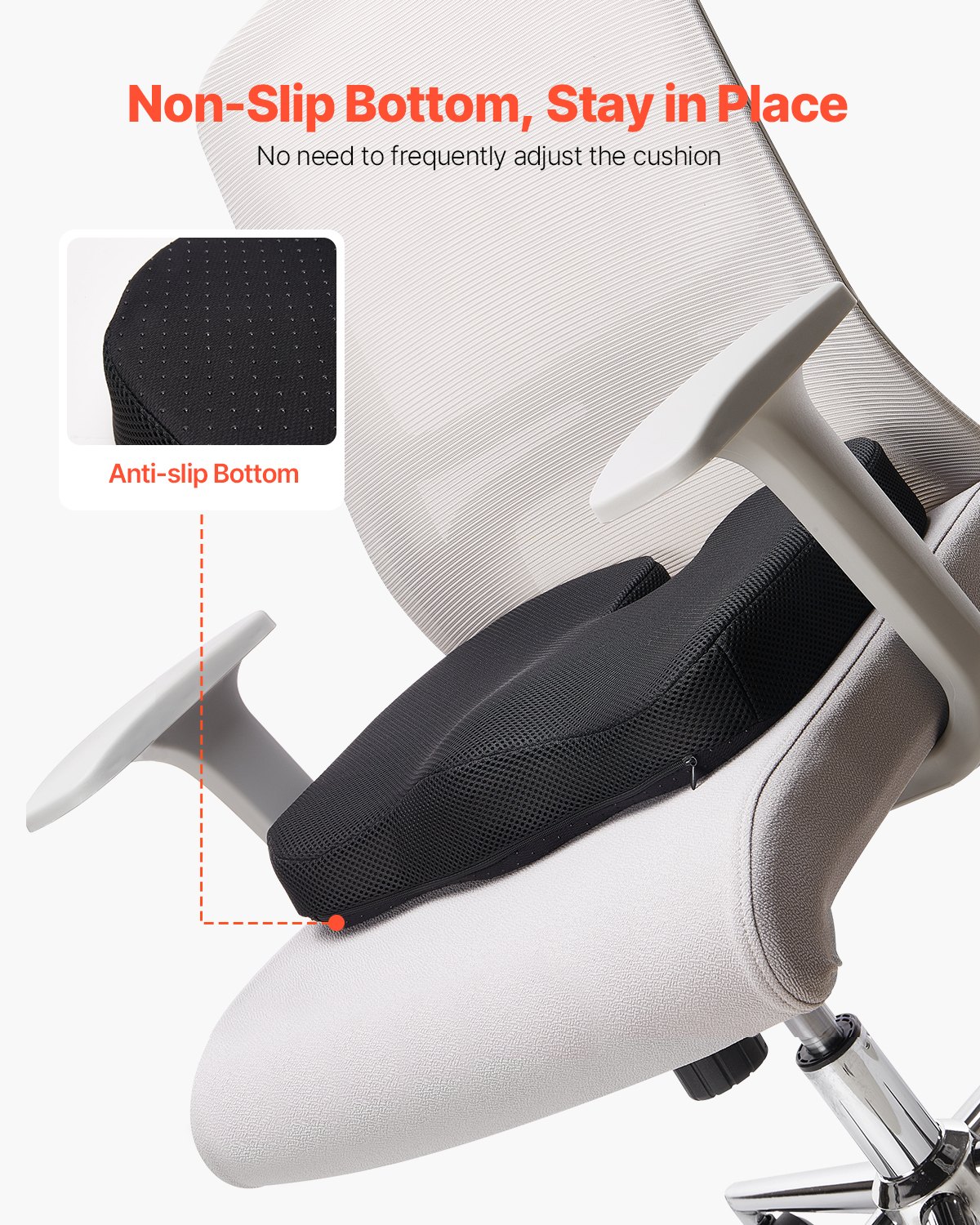 VEVOR Seat Cushion, Memory Foam Seat Chair Cushion for Pressure Relief, Soft & Breathable Wheelchair Seat Pad with Removable Cover for Travel, Office, Car, Airplane - Lightweight and Portable