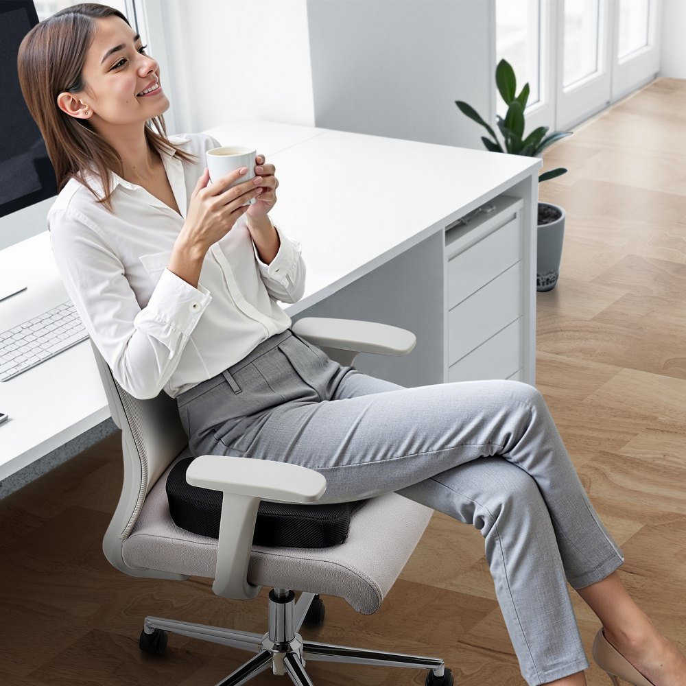 VEVOR Zitkussen 435x330x83 mm, Koelgel + Memory Foam Stuitbeenkussen, Drukverlagend Zitkussen met U-vormige Uitsparing & Afneembare Hoes, Draagbaar voor Reizen, Auto, Kantoor, Vliegtuig