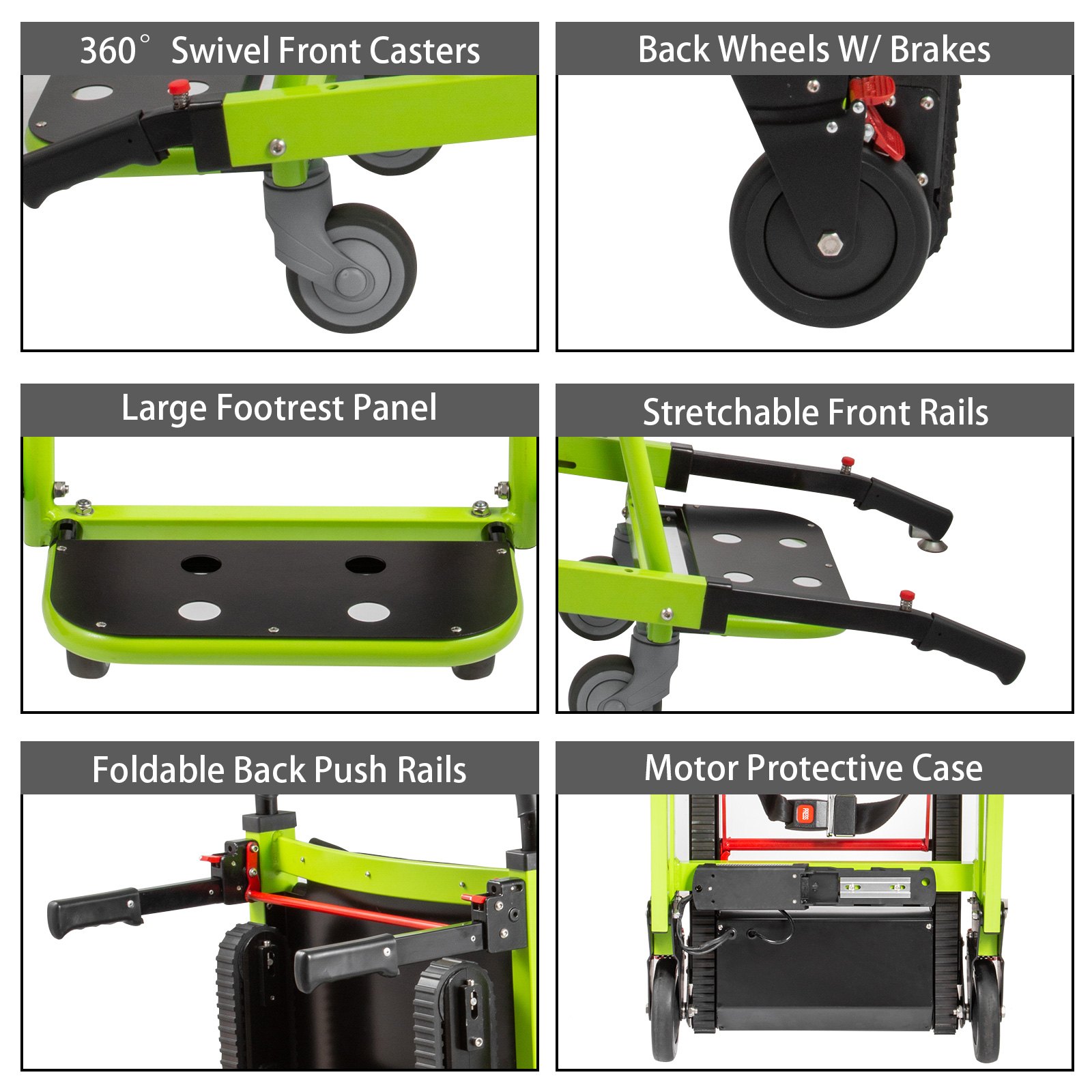 VEVOR 220V Elektrische Rolstoel Aluminium Trap Opvouwbaar Veilig Groen 120W