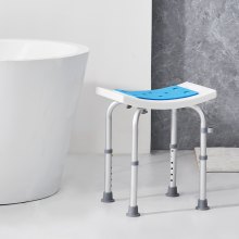 VEVOR douchekruk douchestoel 360-490 mm in hoogte verstelbaar, badkamerkruk badkamerzitting 158,8 kg draagvermogen, stabiele douchekruk douchehulp badkuip frame van aluminiumlegering, douchezit badkamerkruk blauw