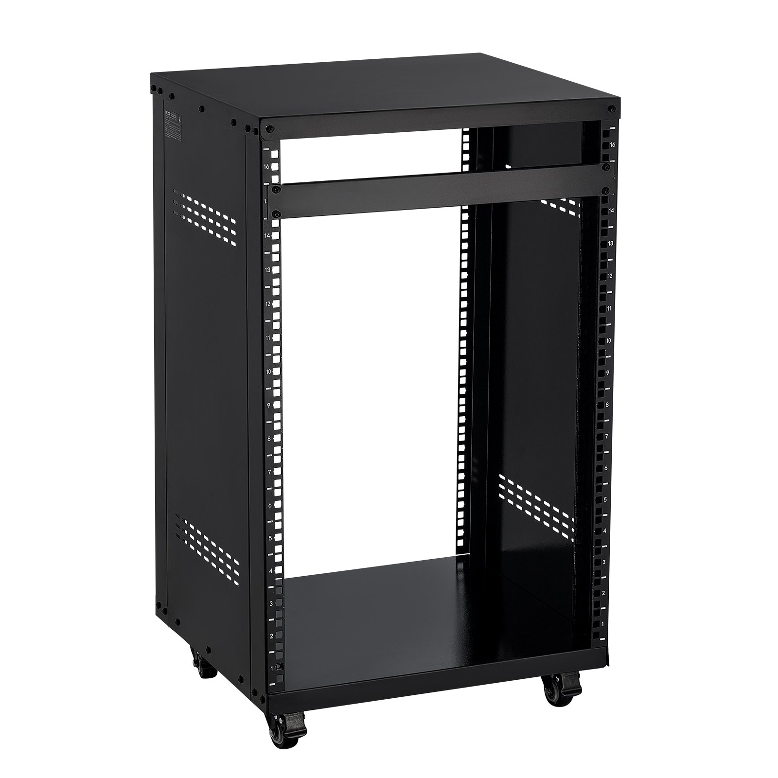 VEVOR 16U AV-rack, 90,7 kg, thuisstudio-rack met vergrendelbare wielen, open frame serverkast, geventileerd ontwerp, voor montage van 482 mm audio-, video-, muziek- en IT-apparatuur